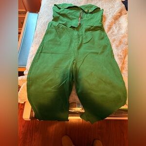 FashionNova Green Denim Pantsuit